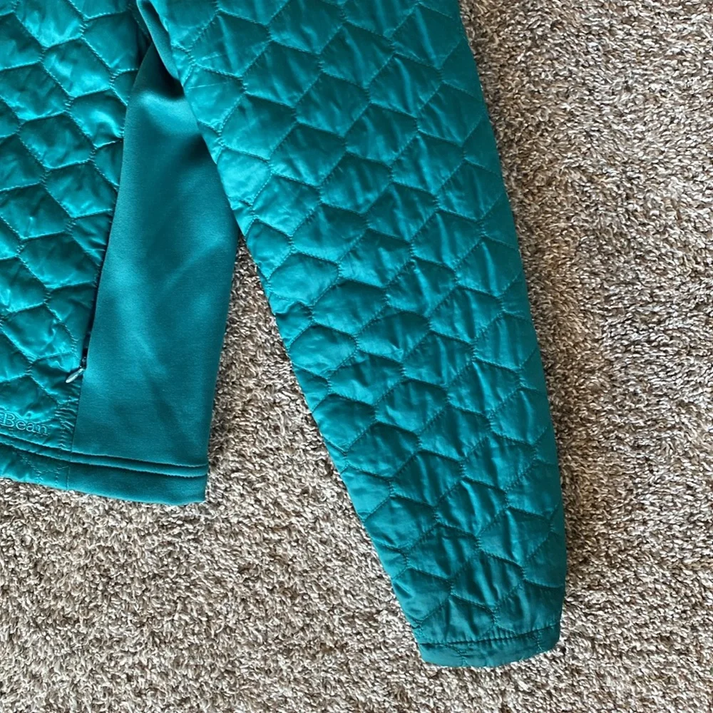 L.L. Bean EUC Teal Thinsulate Mock Collar Mixed Media Puffer Jacket, Women’s S - Picture 2 of 15